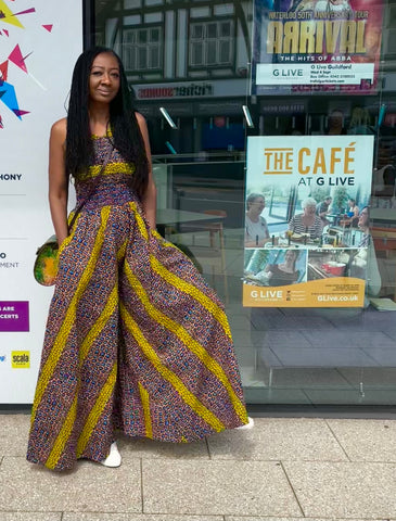 Talata wide leg jumpsuit in a vintage African print.
