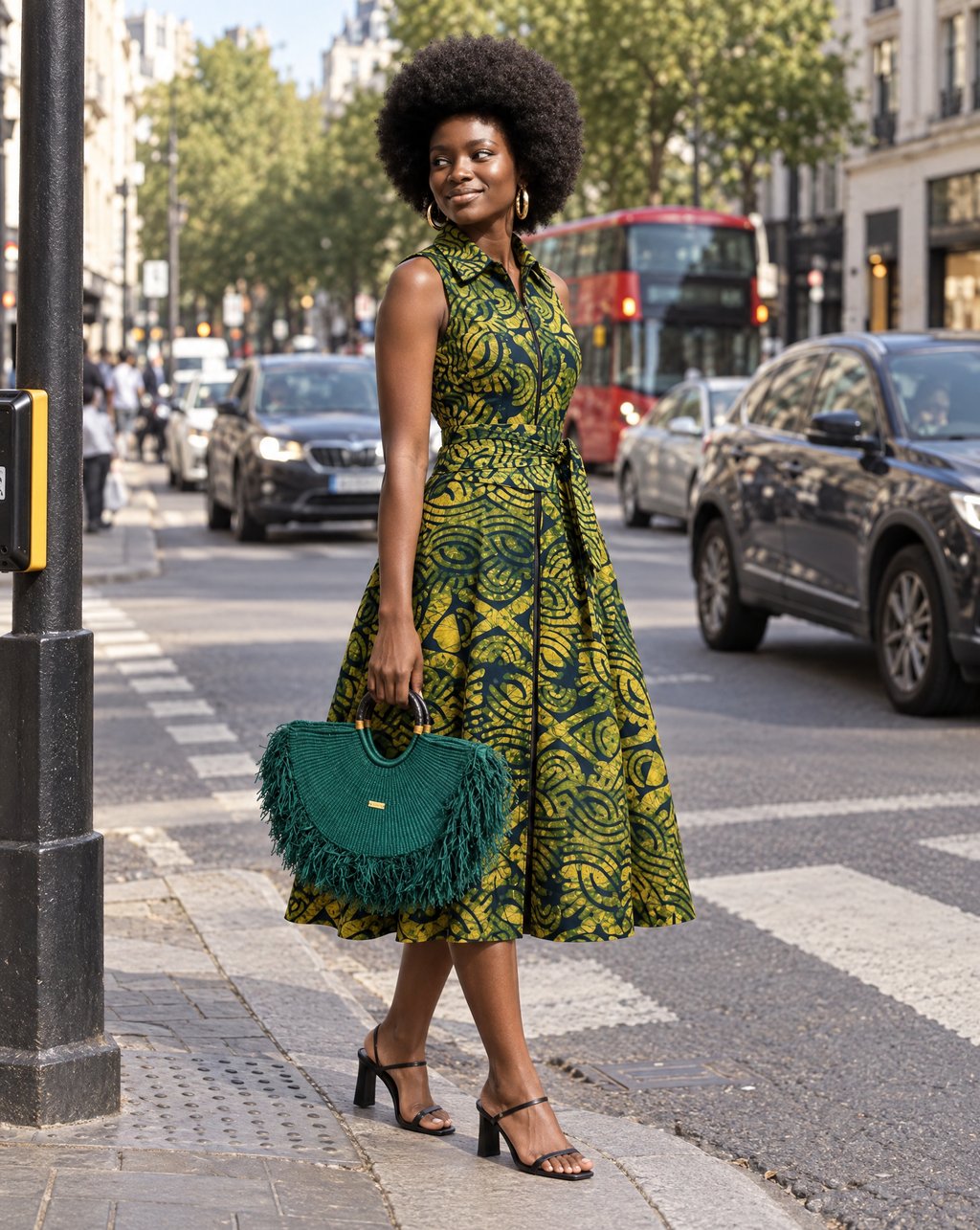 Shali tye and dye sleeveless collared dress.