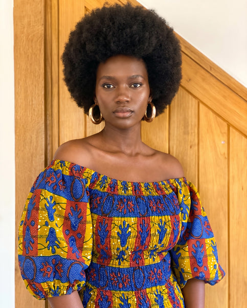Rahe smocked top with statement sleeves.