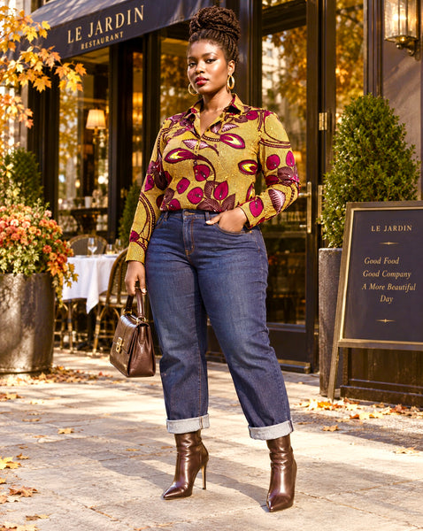 African print tailored retro classic shirt,