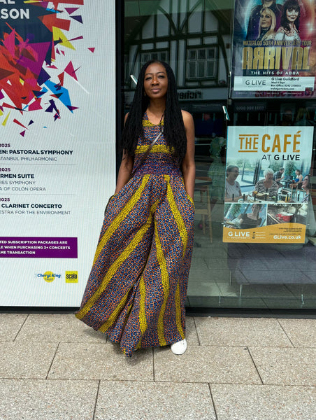 Talata wide leg jumpsuit in a vintage African print.