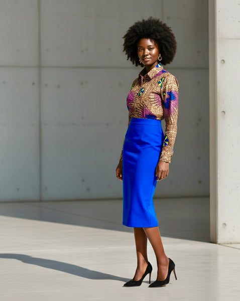 African print tailored retro classic shirt