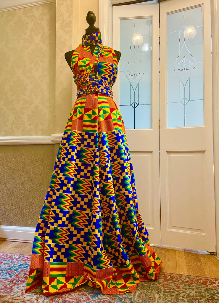 Infinity free size maxi dress in kente print