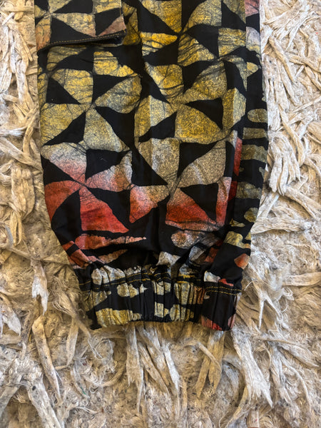 Cargo pants in an abstract hand dyed fabric.