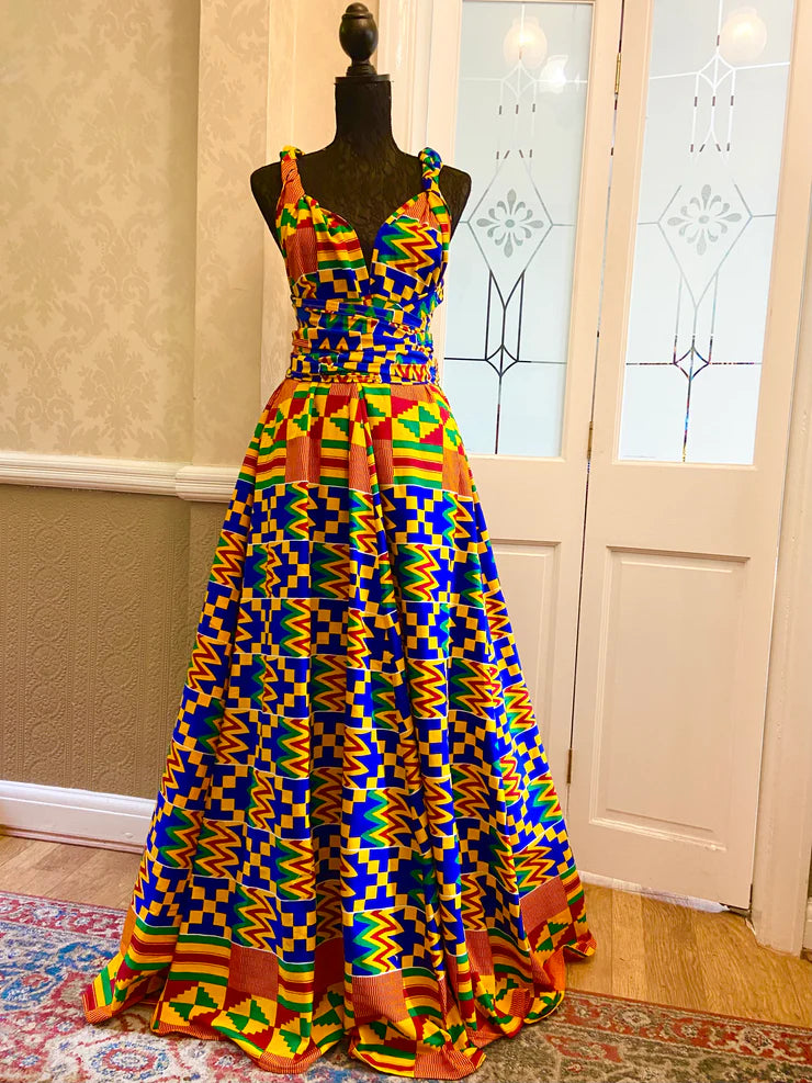 Infinity free size maxi dress in kente print