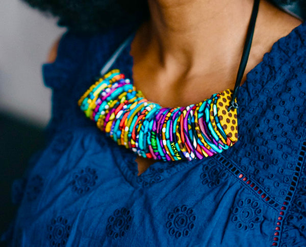 Azinsi half disc African print choker.