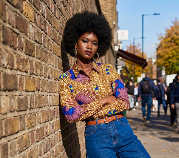 African print tailored retro classic shirt