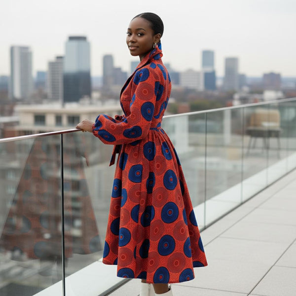 Zenda puff sleeve coat dress