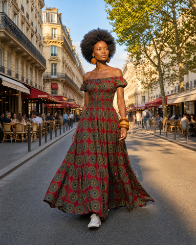 bohemian dresses online south africa Afro Maxi Dress – House of Afrika rustic wedding dresses QOQ Plus Size Women's Color:Ivory_Picture Color