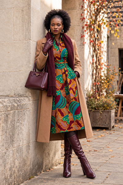 Shali Ankara sleeveless Collared belted shirt dress.
