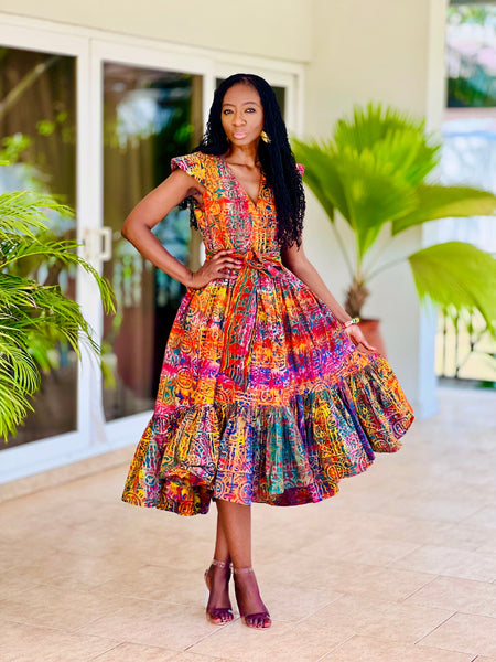 WUNTIA Hi-lo dress in multi-colour