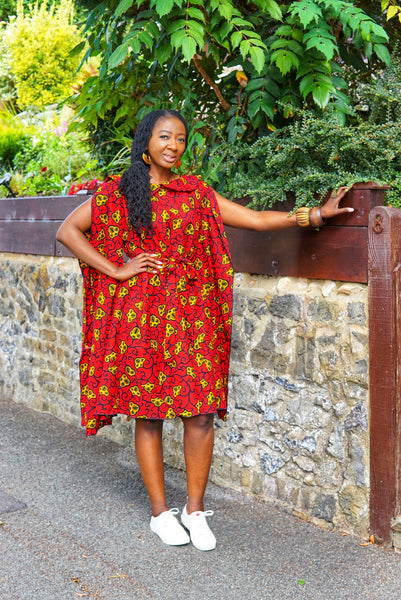 Asana Red Kaftan with belt