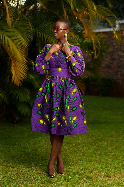 ALHERI full skirted purple dress