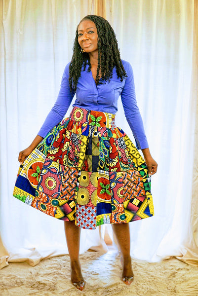 African Patchwork Print Skirt