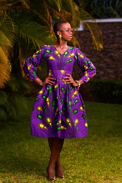 ALHERI full skirted purple dress