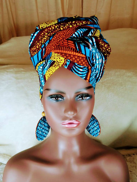 African print disc earrings