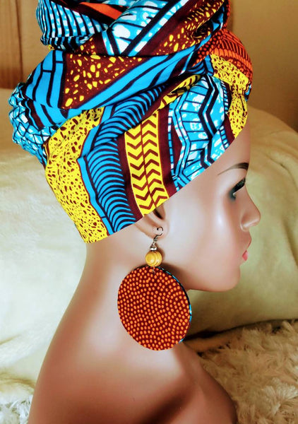 African print disc earrings